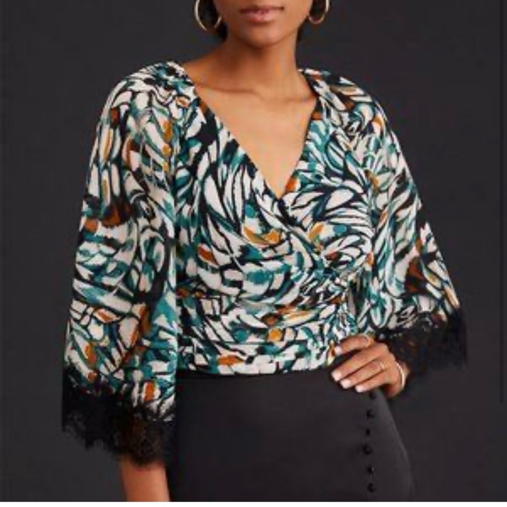 NWT By Anthropologie Flutter-Sleeve Wrap Top Size XXS